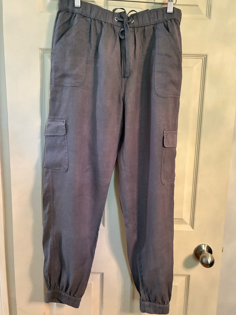 Nicole Miller Women’s Linen Casual Drawstring Cargo Pants EUC